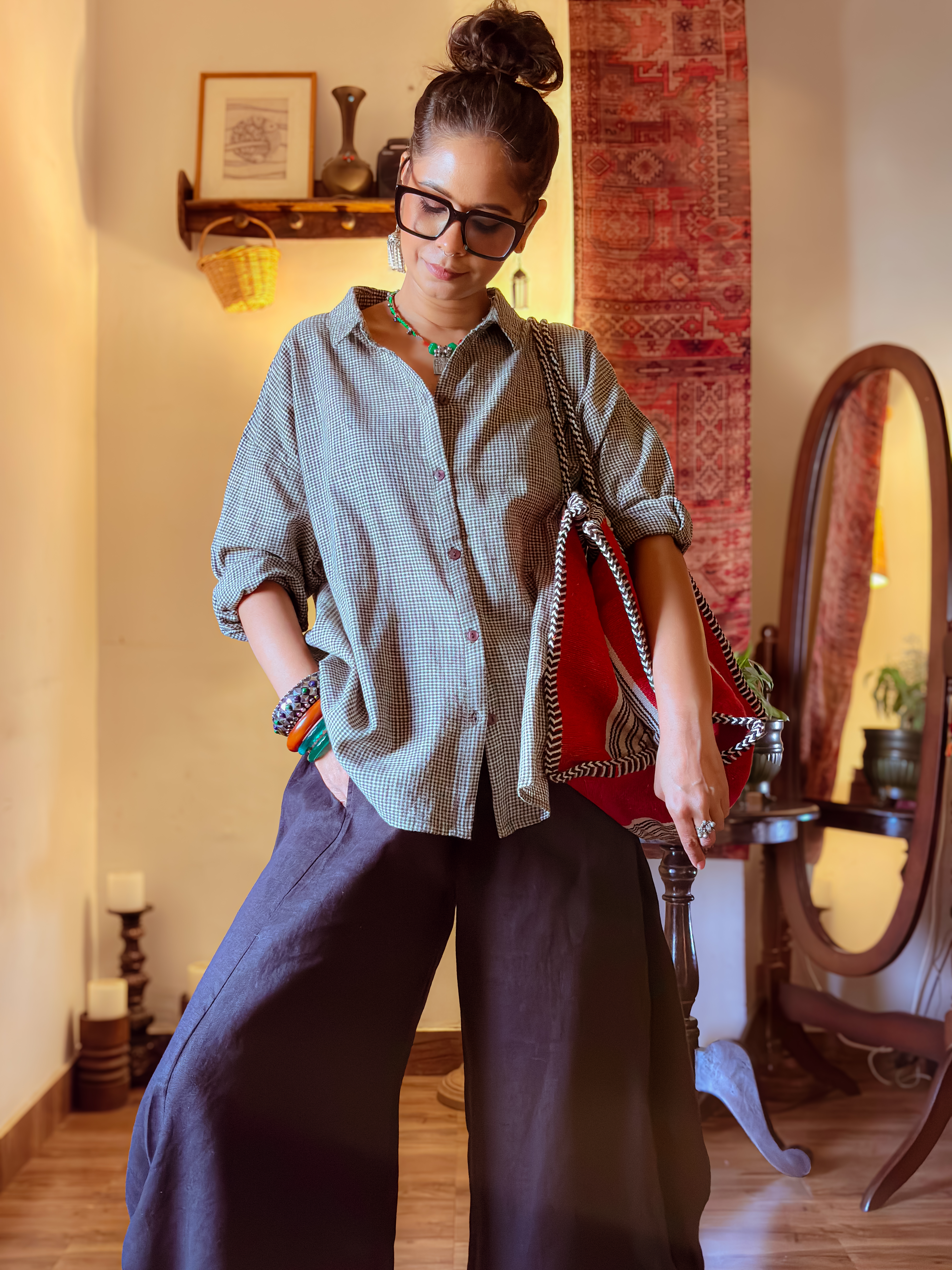 Forest Check Cotton Shirt by SHBT