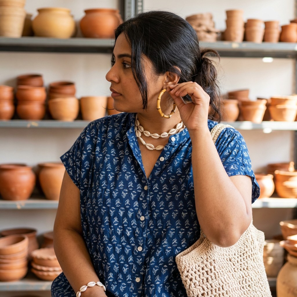 Indigo Print Oversized Shirt