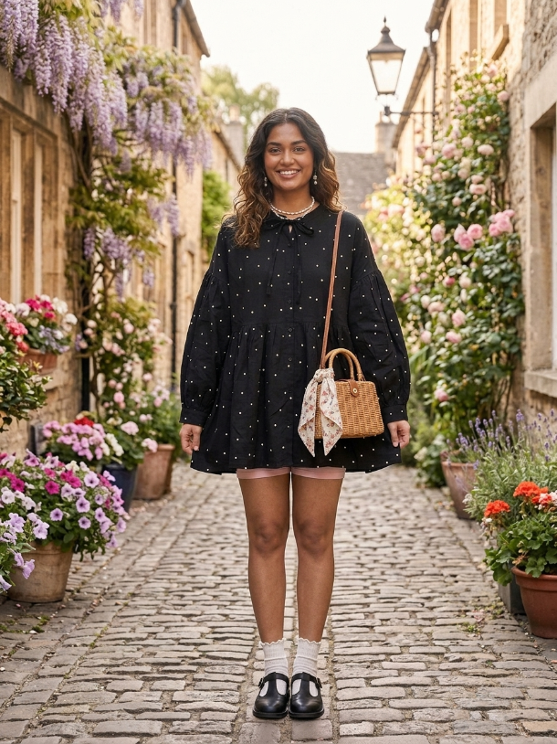 Black Polka Dot Shirt by SHBT