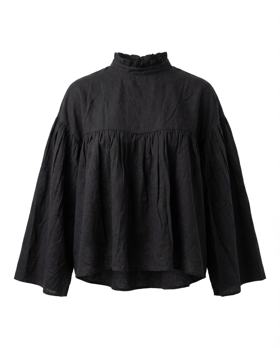 Black Ruffled Oversized Top