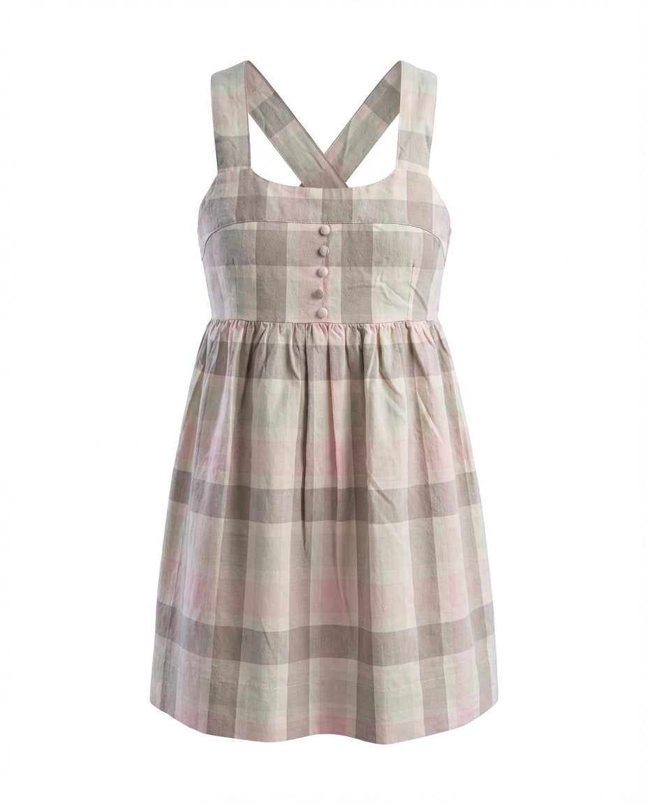 Blush Check Cotton Dress