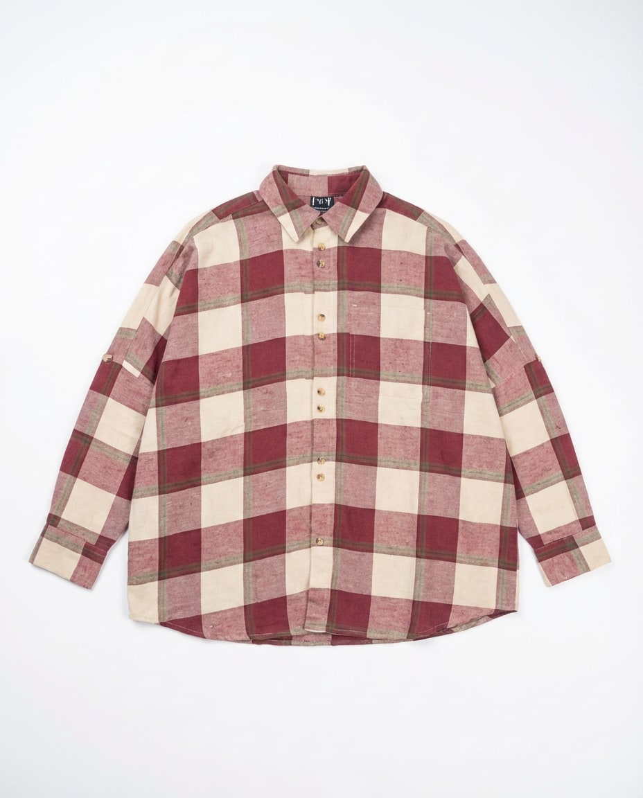 Burgundy Check Oversized Shirt