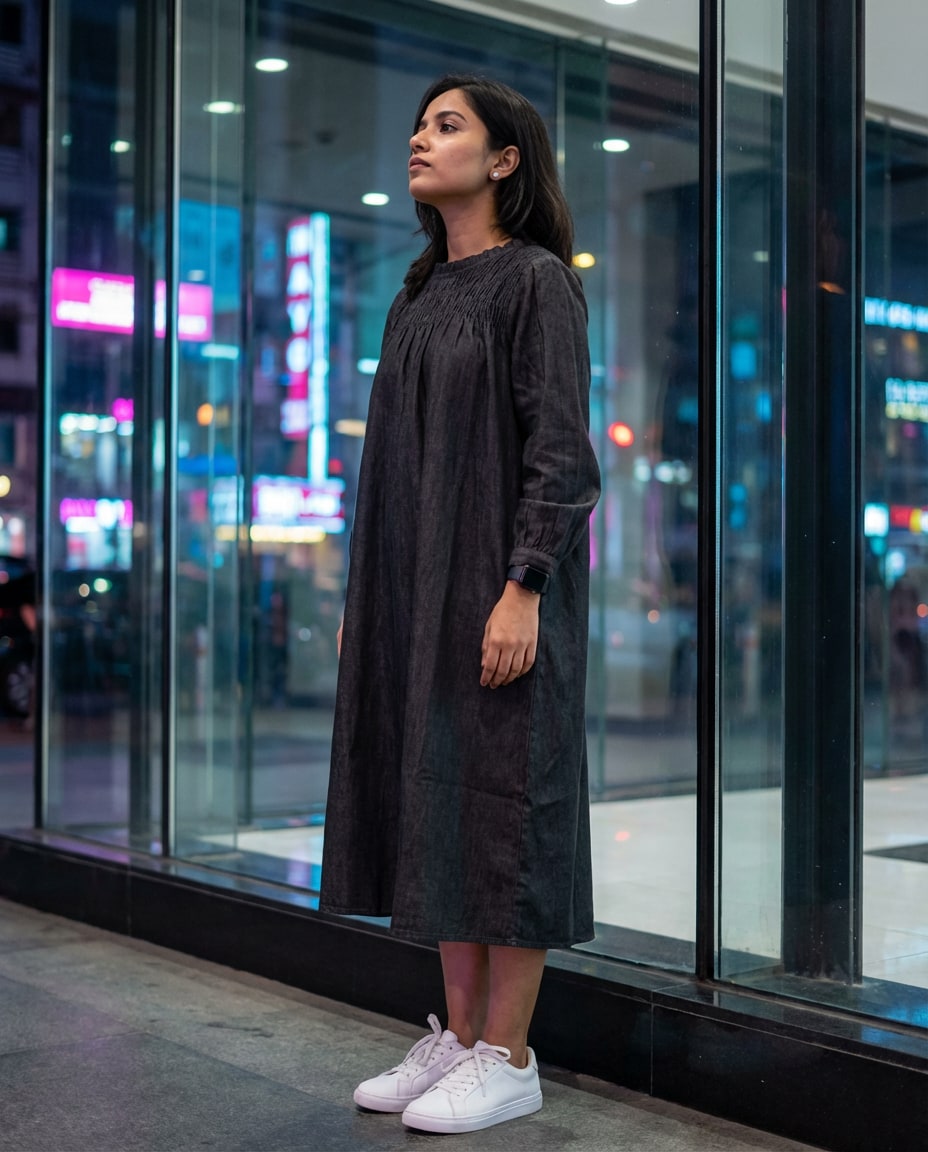 Charcoal Drape Dress