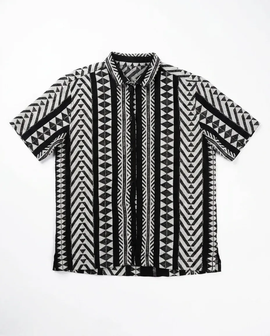 Charcoal Geometric Drape Shirt