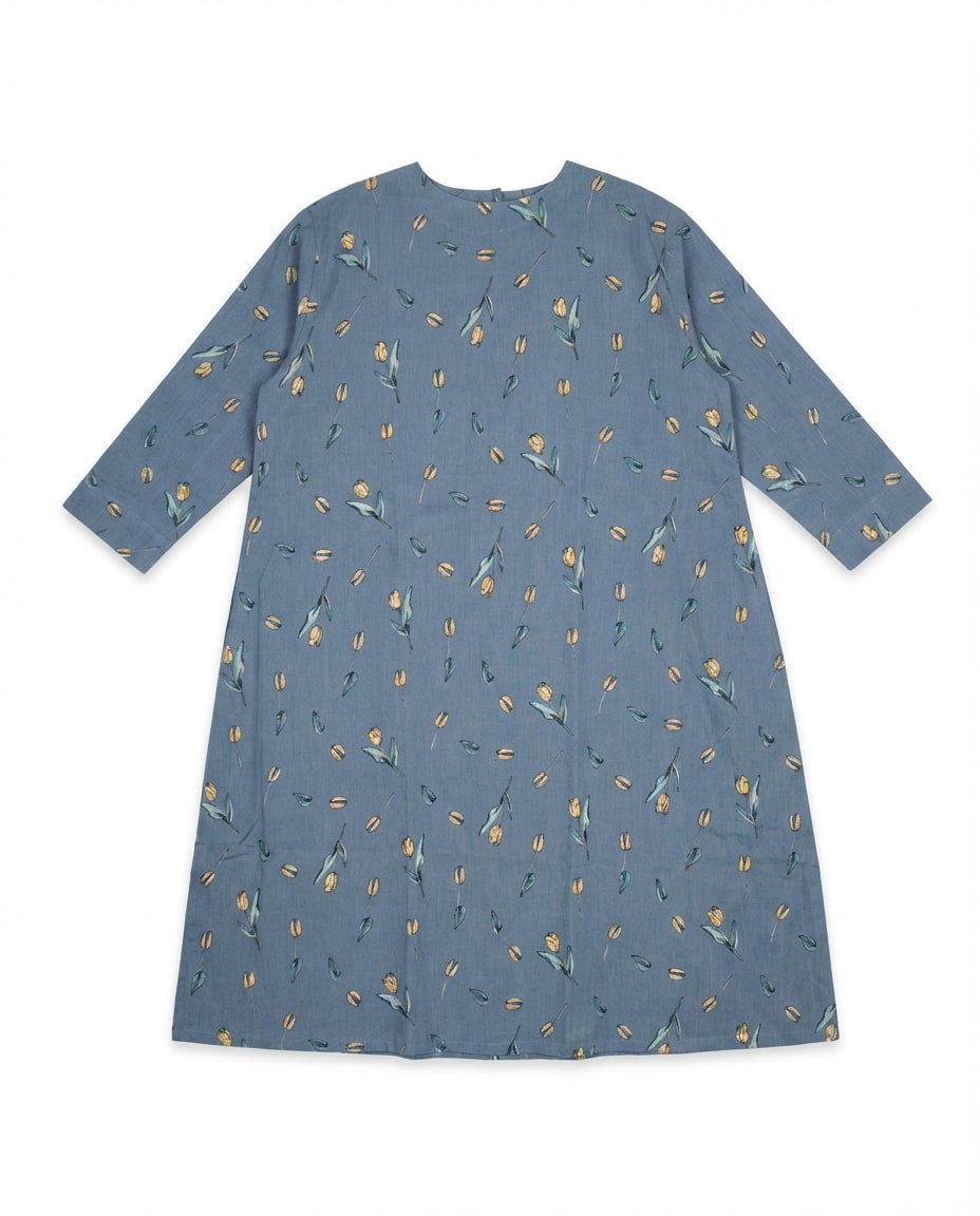 Dusty Blue Botanical Dress