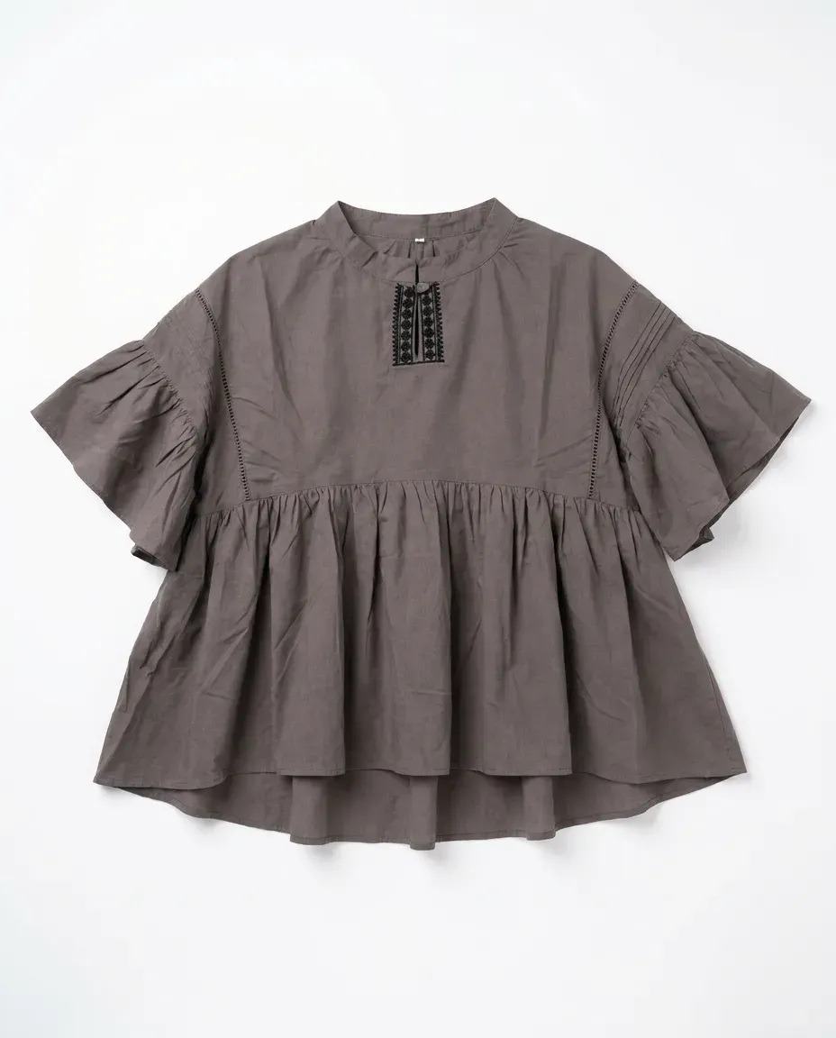 Dusty Grey Ruched Top