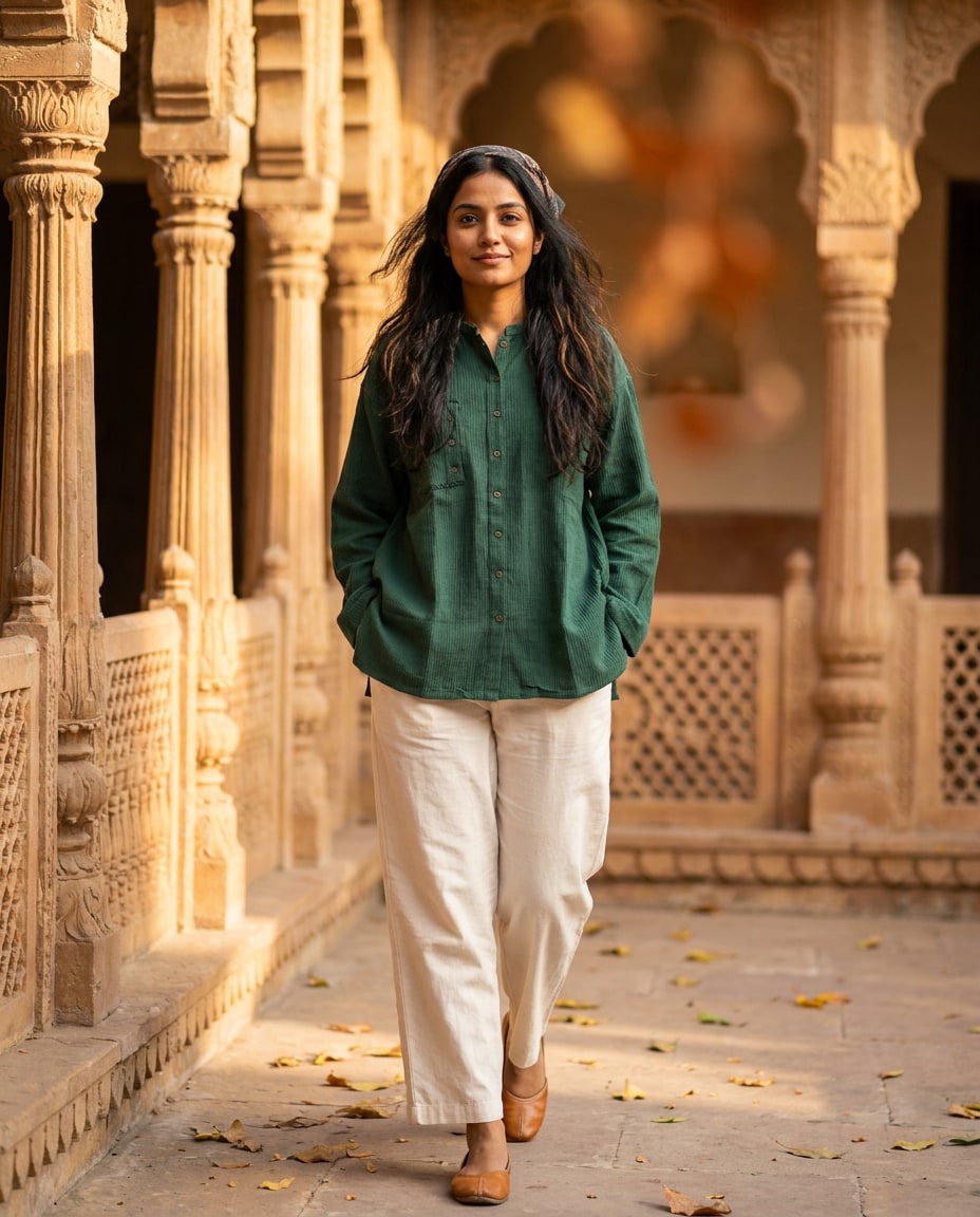Forest Ribbed Oversized Shirt by SHBT