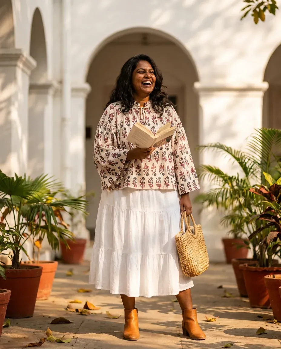 Ivory Block Print Top