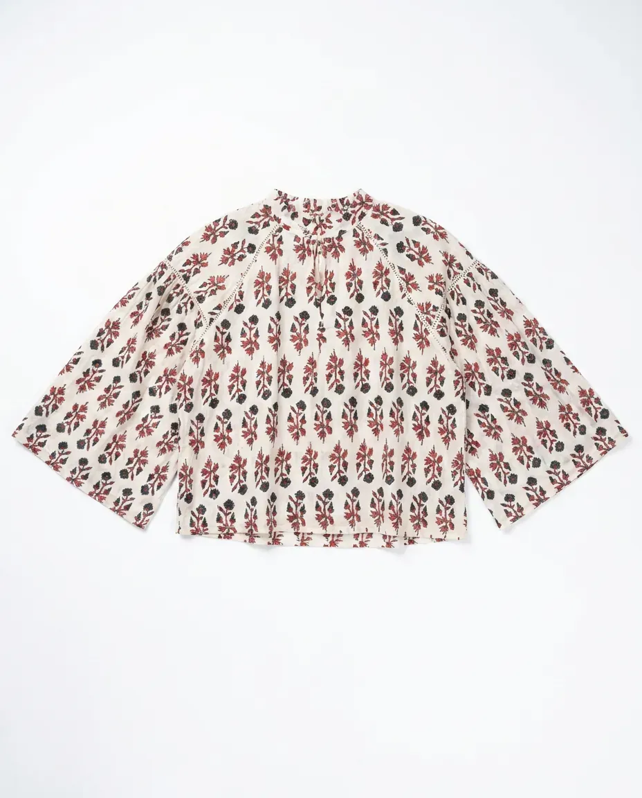 Ivory Block Print Top
