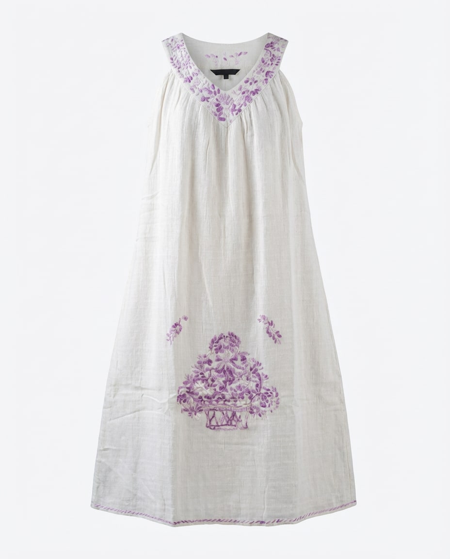 Ivory Floral Embroidered Dress