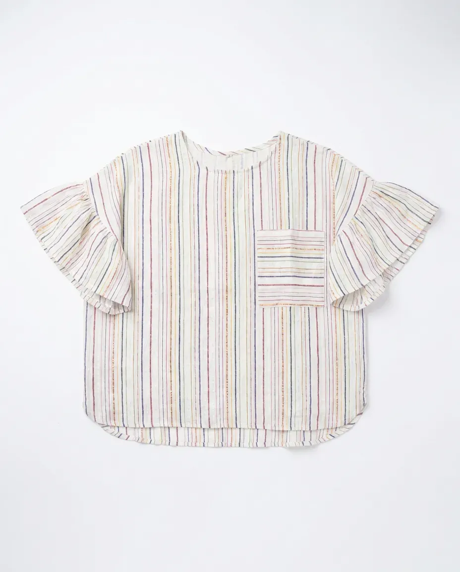 Ivory Stripe Ruffle Top