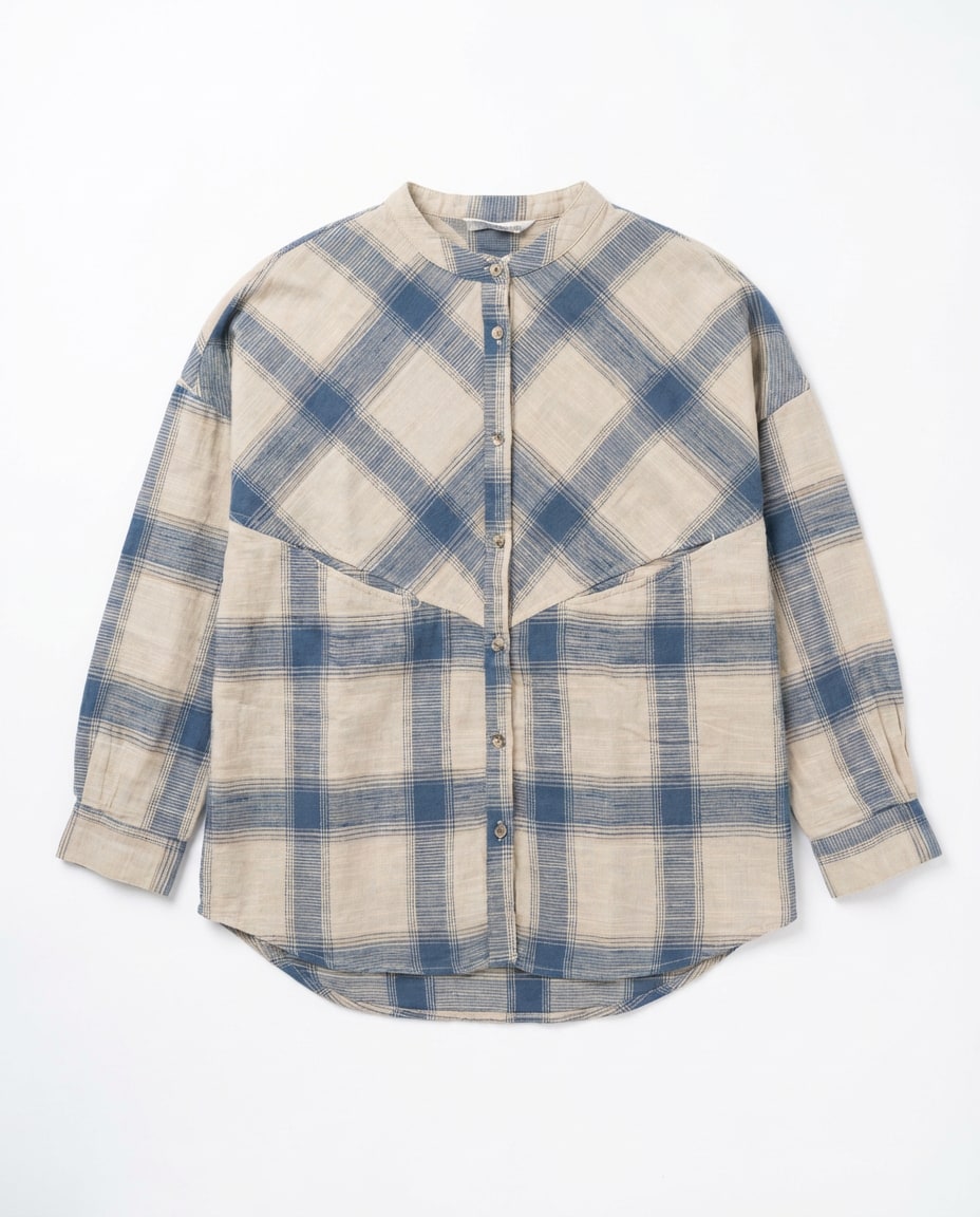 Navy Check Oversized Shirt