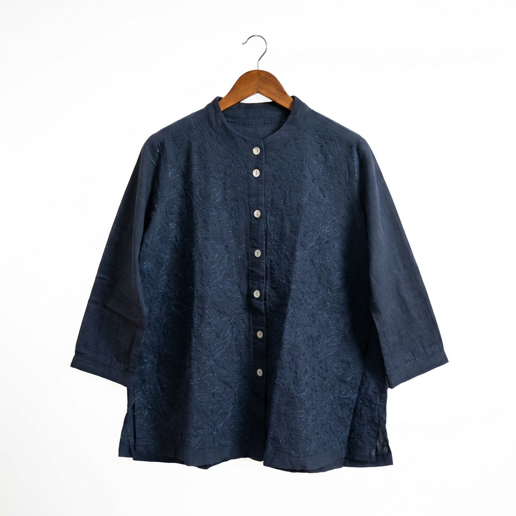Ink Blue Embroidered Shirt