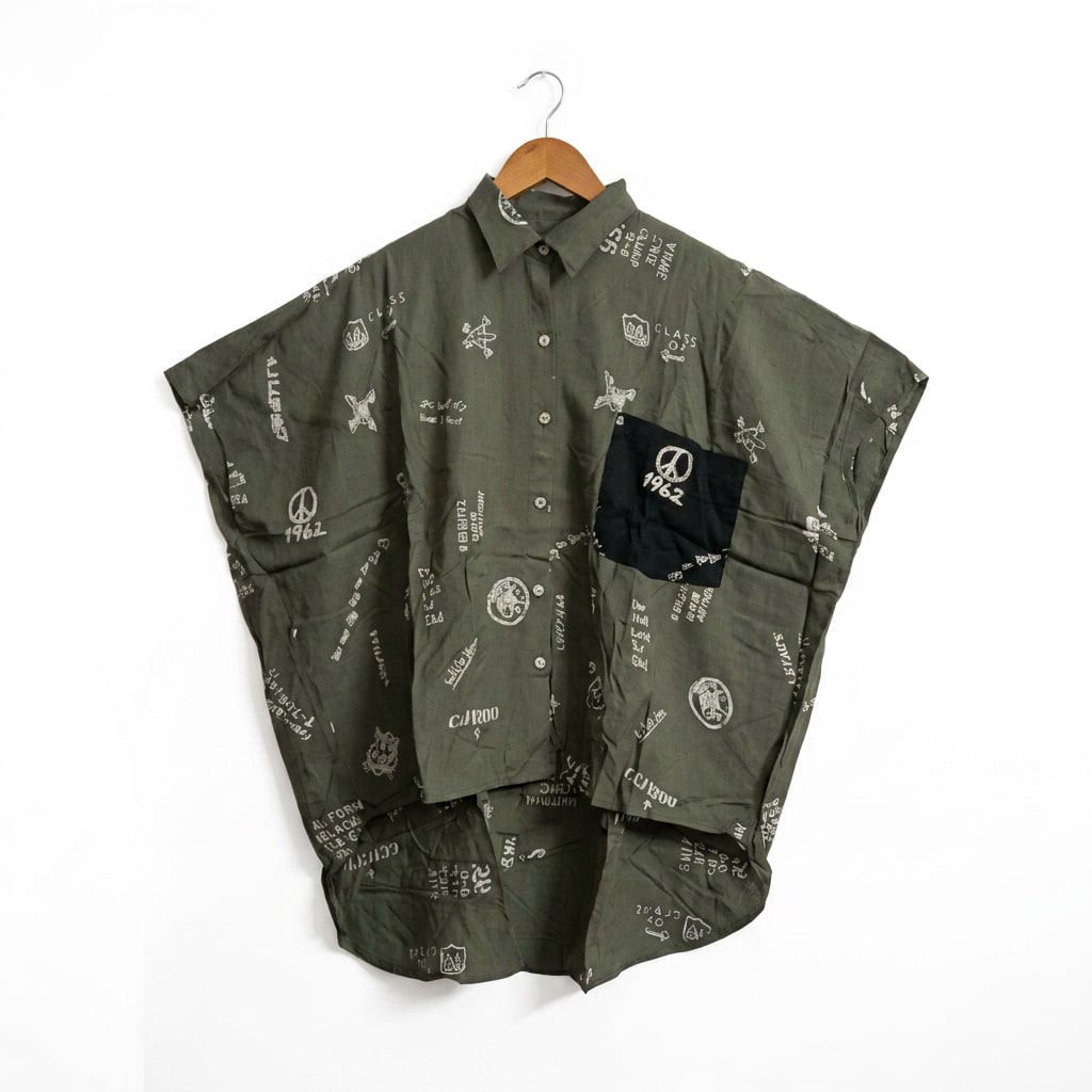 Olive Graphic Oversized Shirt