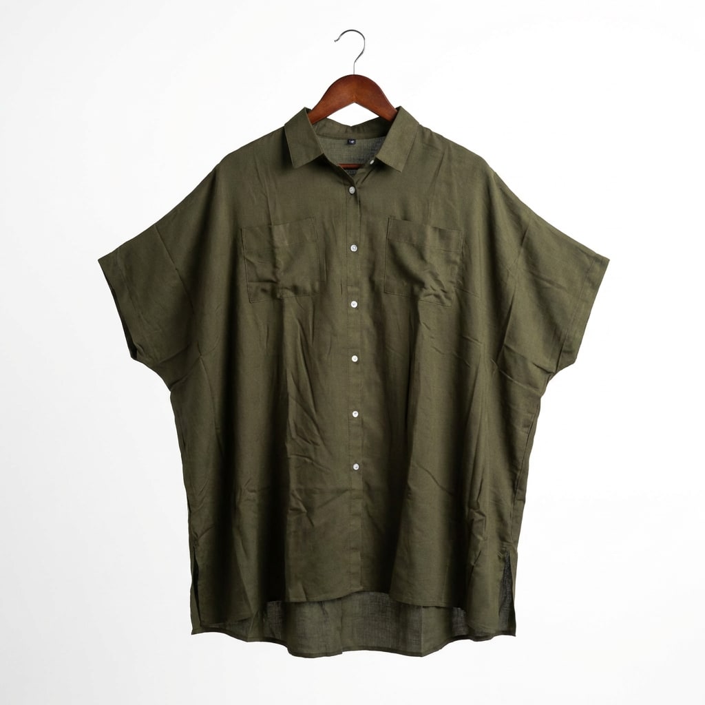 Olive Oversized Button Tunic