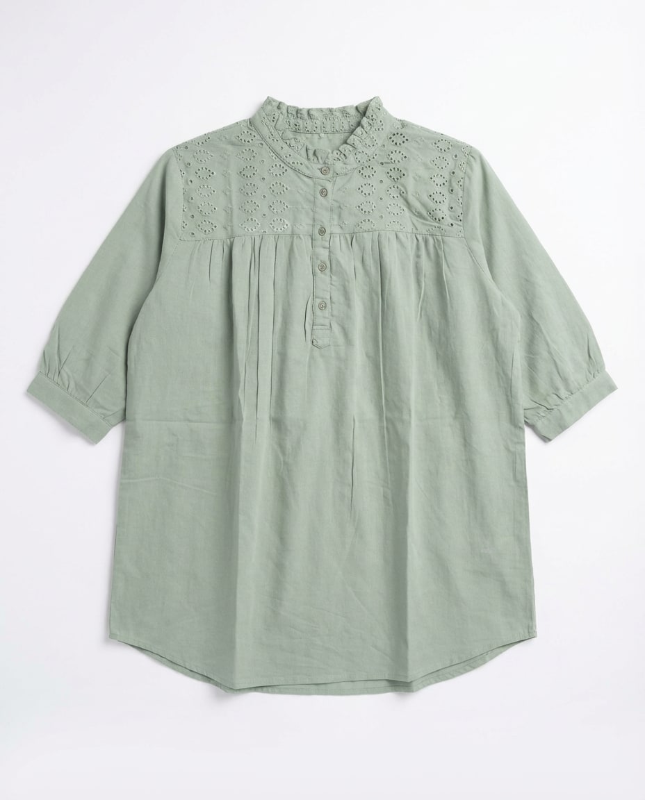 Sage Eyelet Yoke Tunic