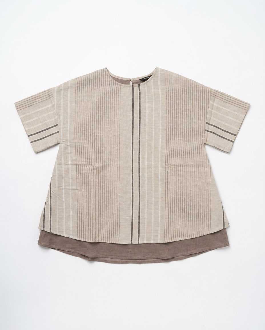 Taupe Stripe Layered Top