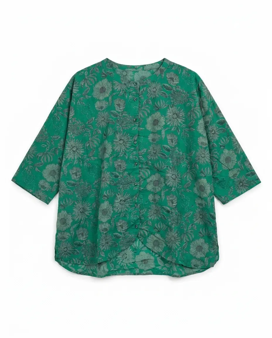 Kelly Green Floral Drape Top