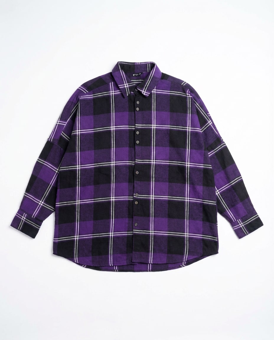 Violet Check Oversized Shirt