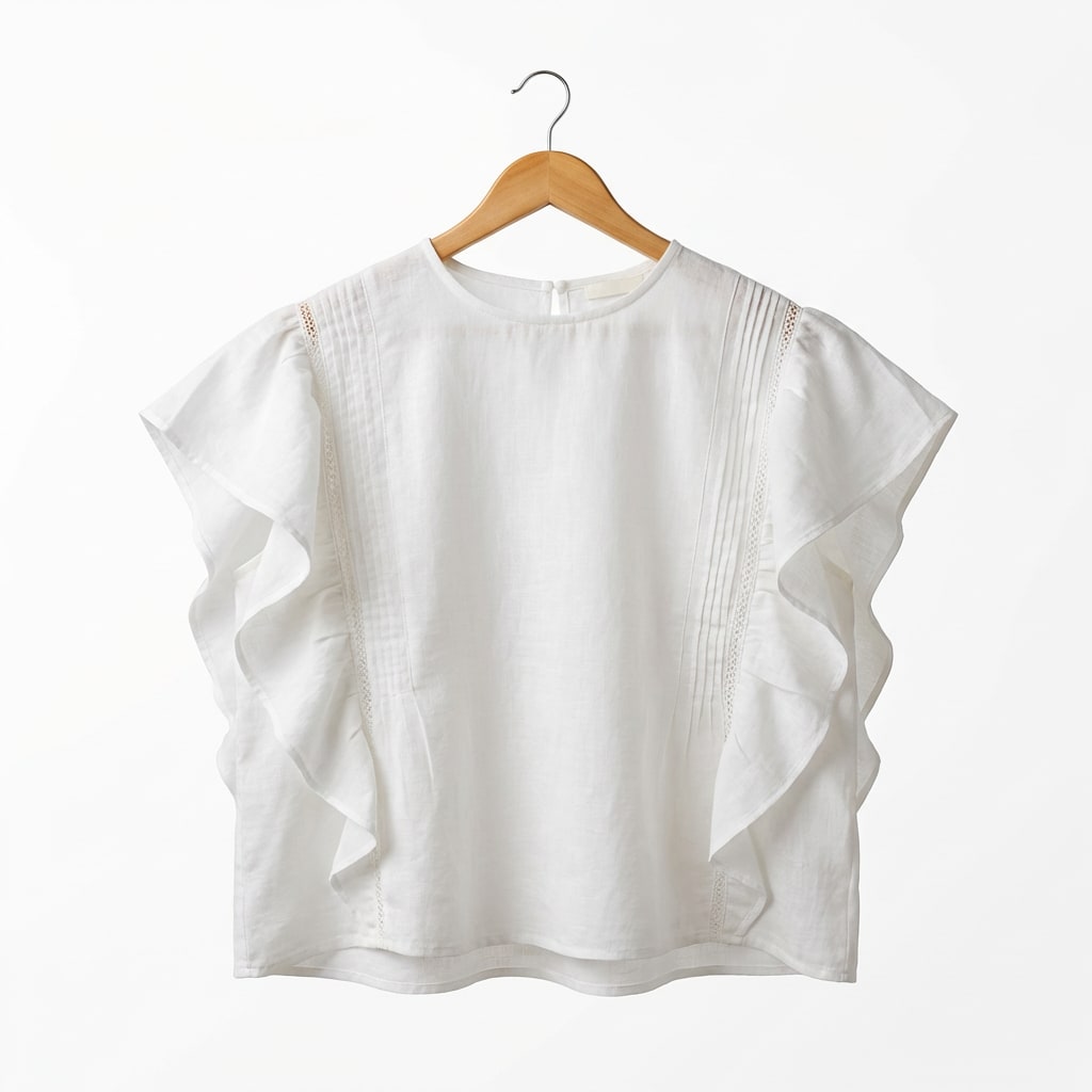 White Ruffle Sleeve Top